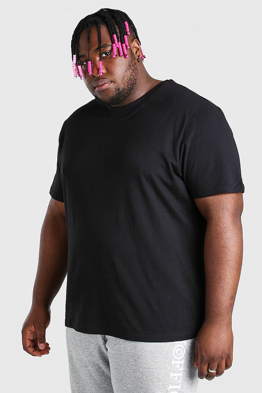 Big And Tall Länger geschnittenes, schlichtes T-Shirt, Schwarz image number 1