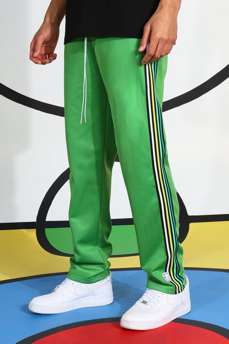 ירוק מכנסי ריצה מטריקו עם פס בצד ותווית לגברים גבוהים image number 1
