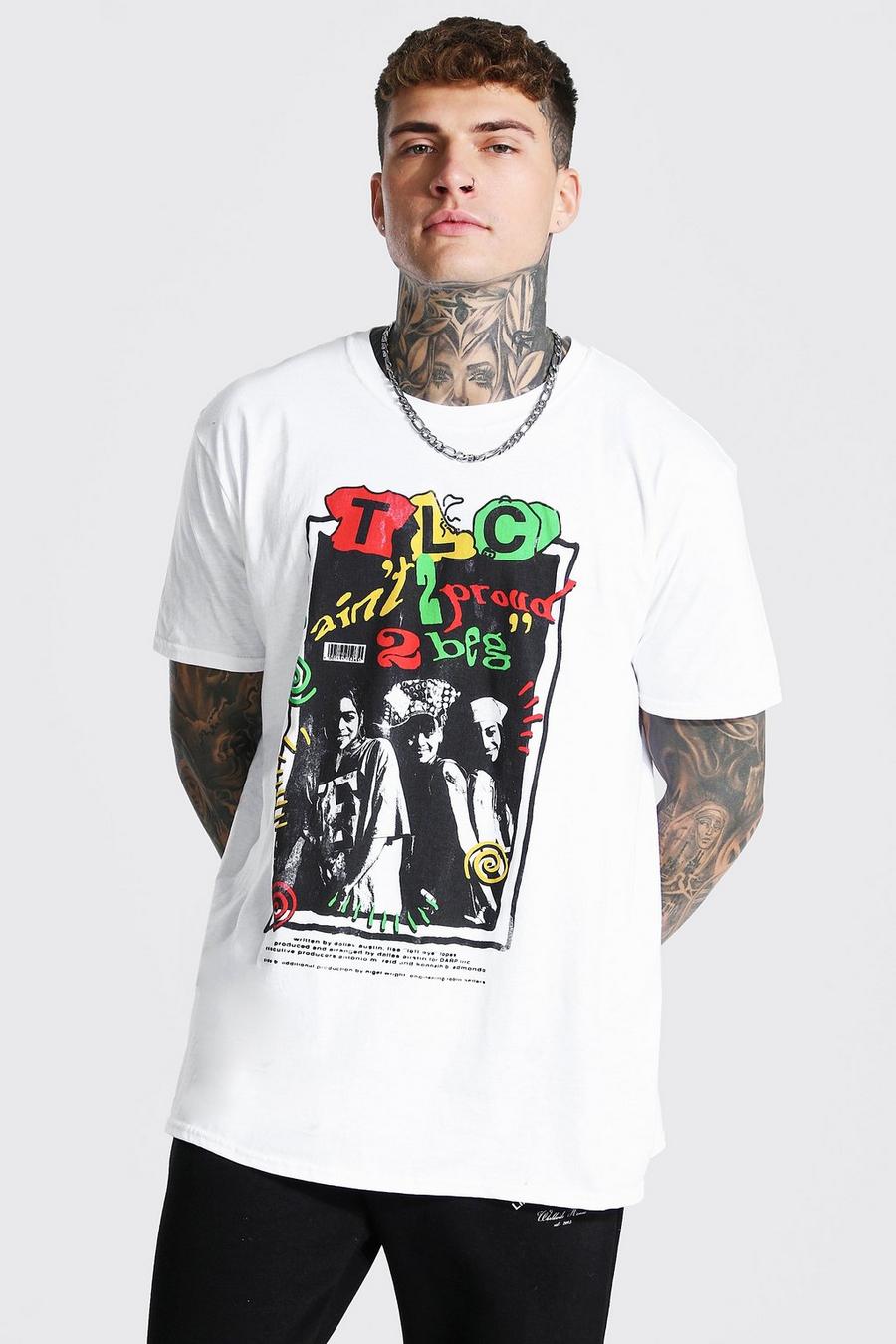 T-Shirt in Übergröße mit lizenziertem TLC-Print, Weiß image number 1