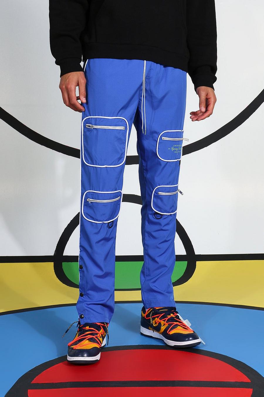Pantaloni cargo con cuciture laterali e bottoni automatici Tall, Nero image number 1