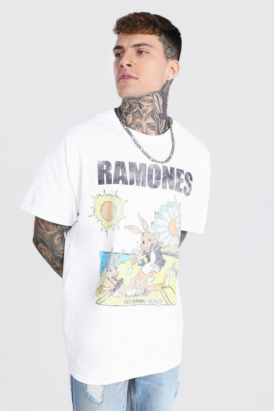 White Oversized Ramones Sun License T-shirt image number 1