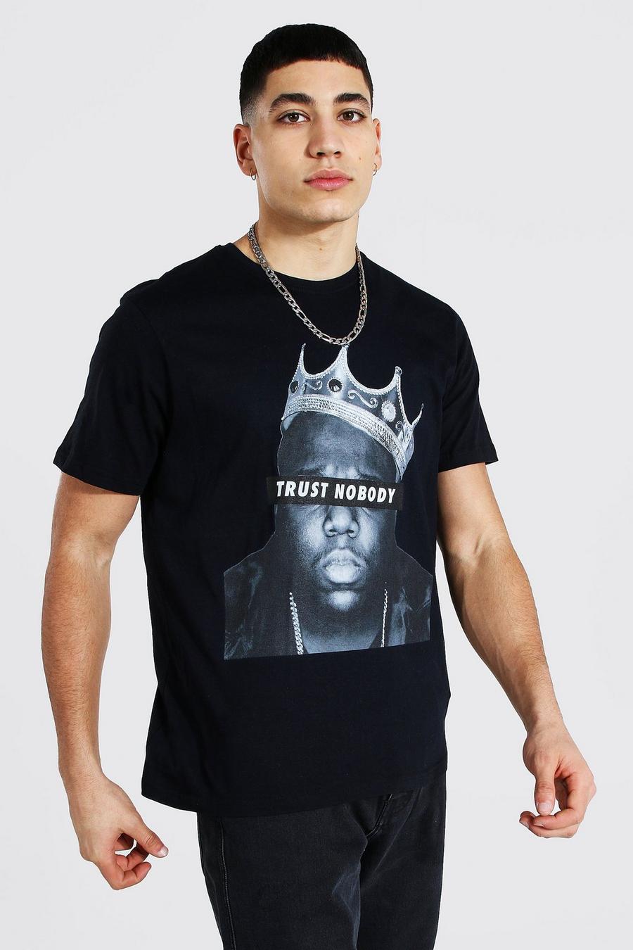 Black Oversized Biggie Crown Print License T-shirt image number 1