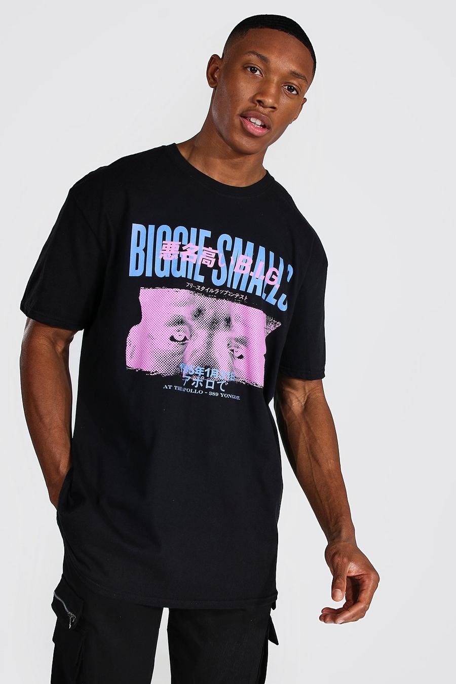 Black Oversized Biggie Smalls Print License T-shirt image number 1