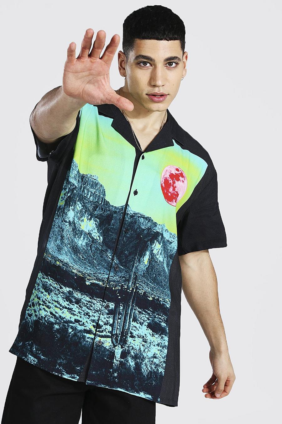 Black Mönstrad skjorta med bowlingkrage image number 1
