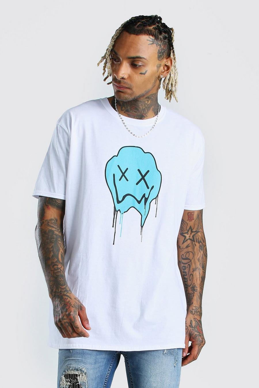 White Oversize t-shirt med drip face image number 1