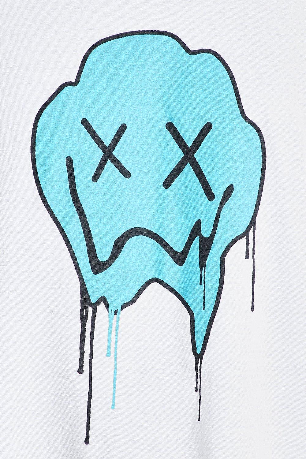Oversized Drip Face Print T-Shirt | boohoo