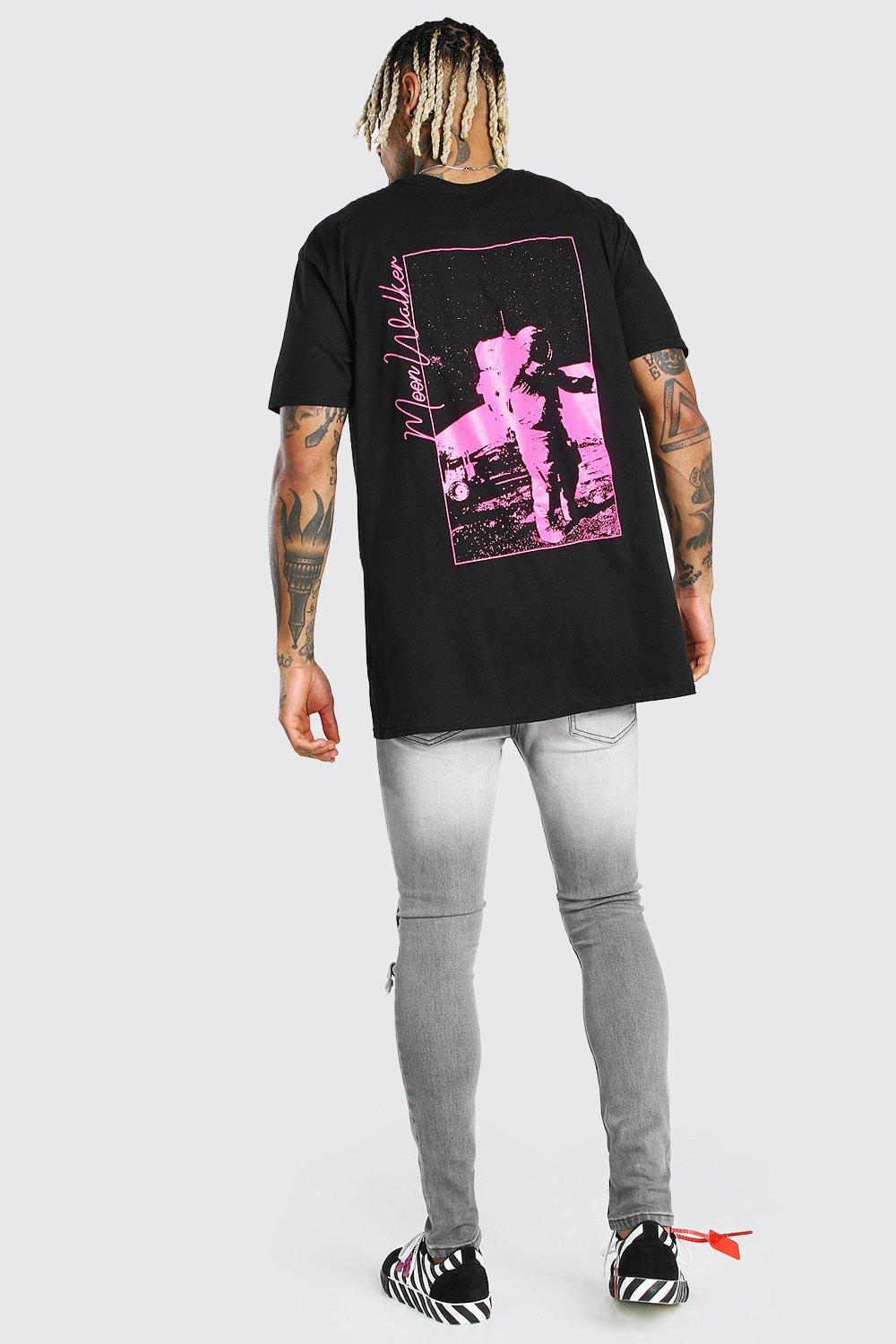 Oversized Neon Astronaut Back Print T-Shirt | boohoo