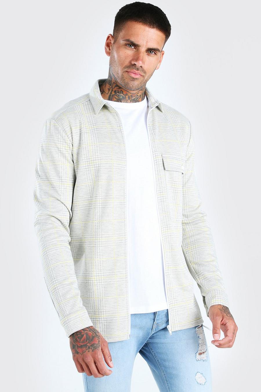 Grey grau Check Zip Through Overshirt image number 1