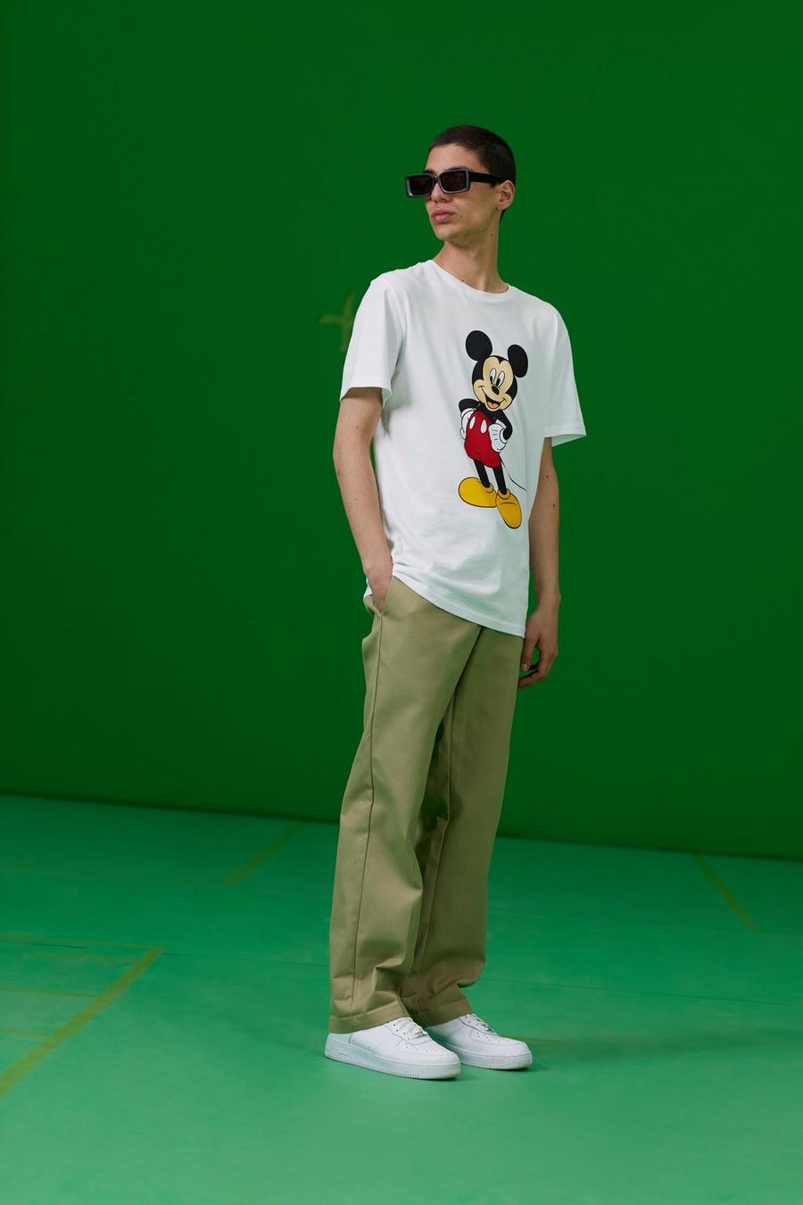 White weiß Disney Mickey Print T-Shirt image number 1