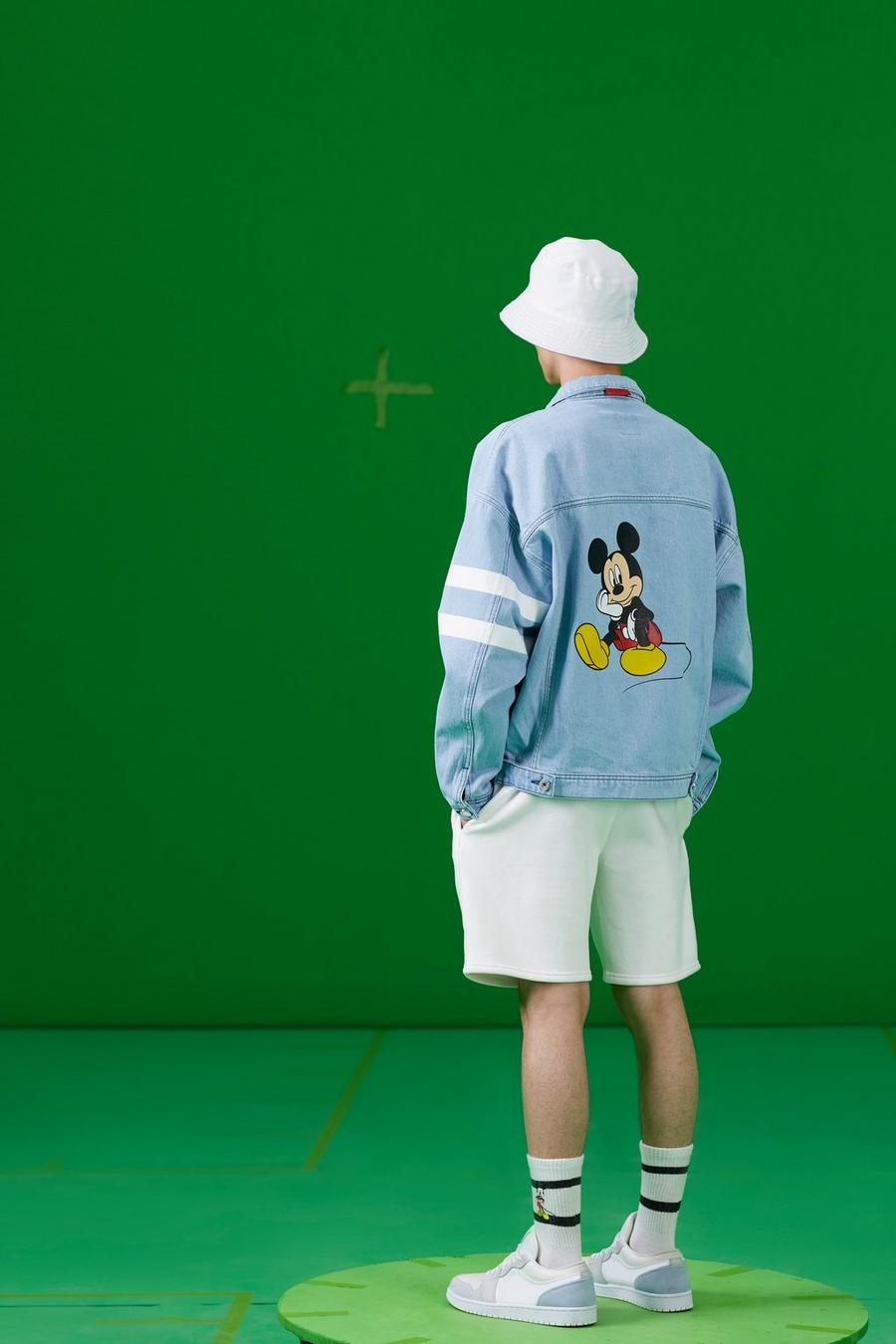 Blue Disney Loose Fit Denim Jacket With Mickey Back Print image number 1