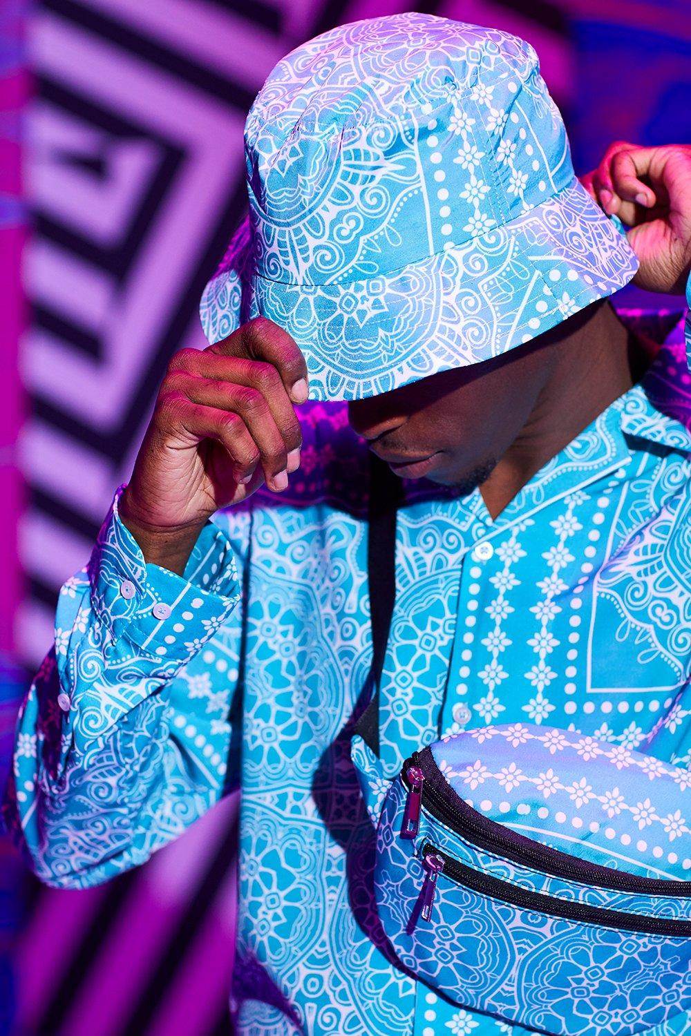 blue bandana bucket hat