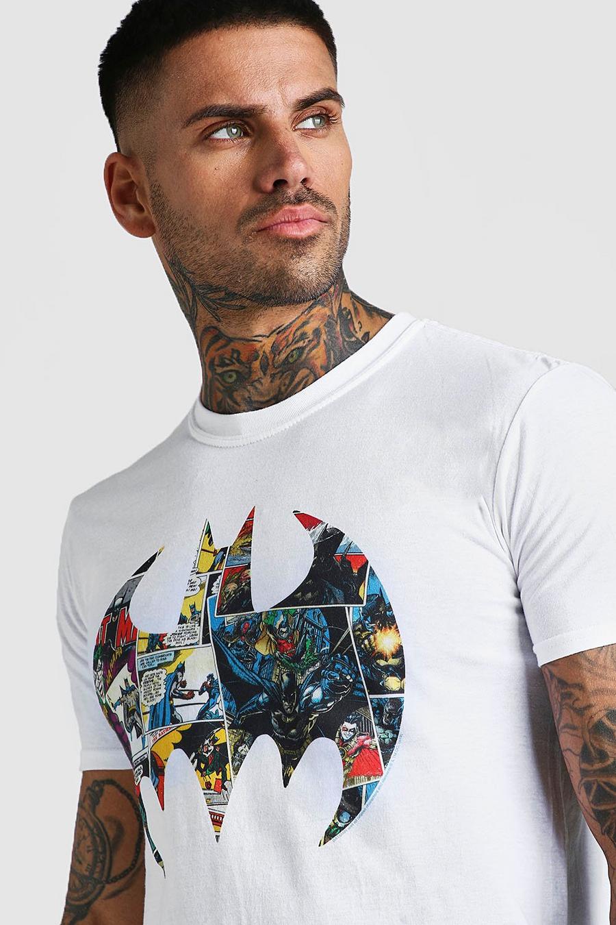 White vit T-shirt med mönstrad Batman-logga image number 1