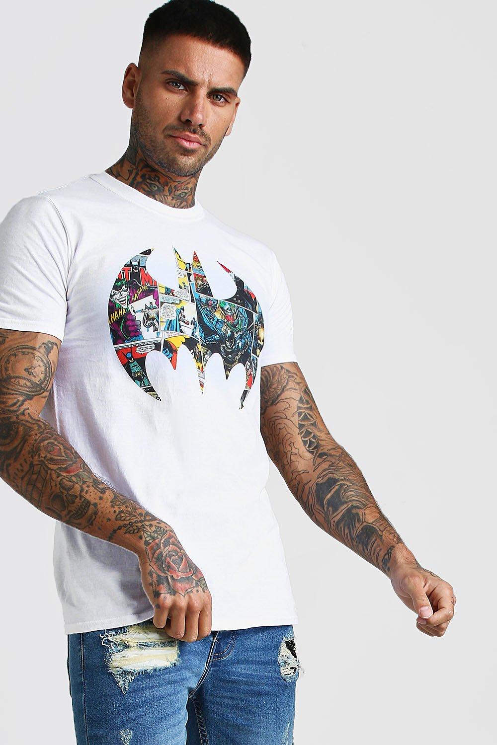 Pløje Illustrer Koncession Men's Infill Batman Logo Print License T-Shirt | Boohoo UK