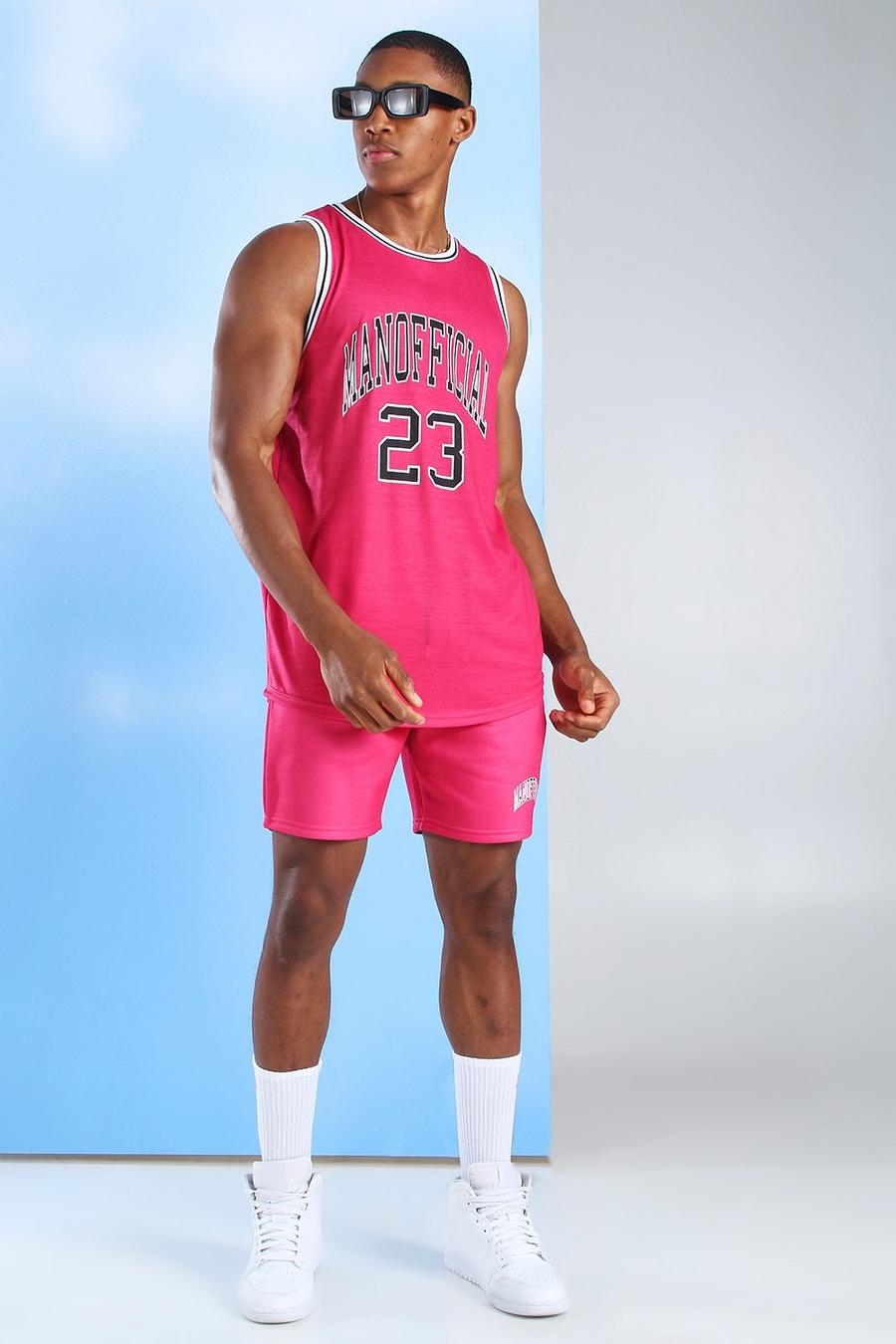 Pink MAN Official Basketball Vest & Short Set image number 1