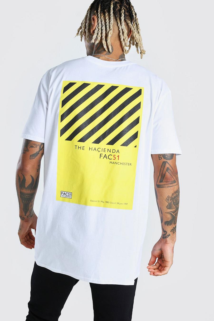 White "Hacienda" Oversize t-shirt med officiellt tryck image number 1