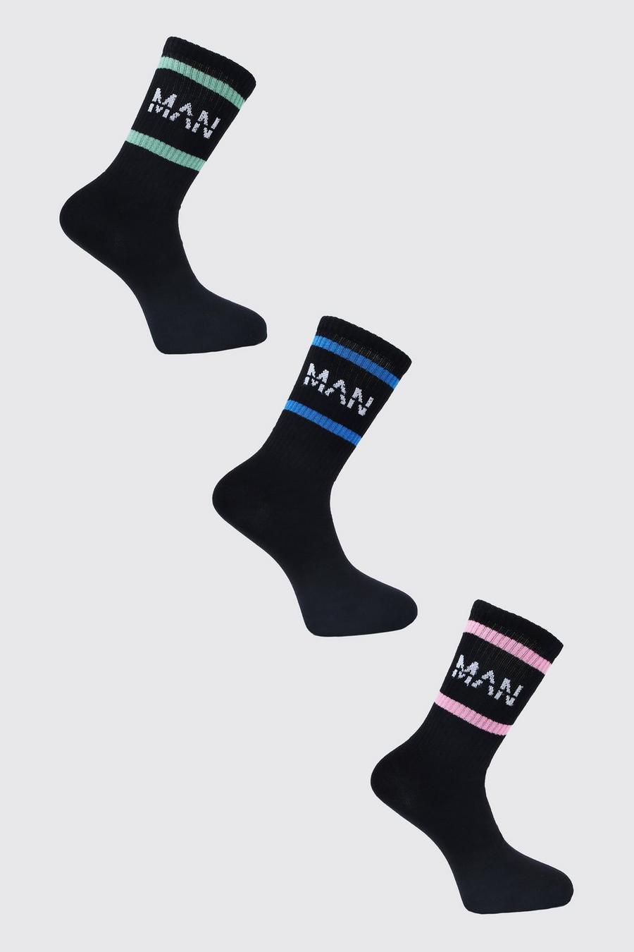 MAN Script Socken mit pastellfarbenen Streifen, 3er-Pack image number 1