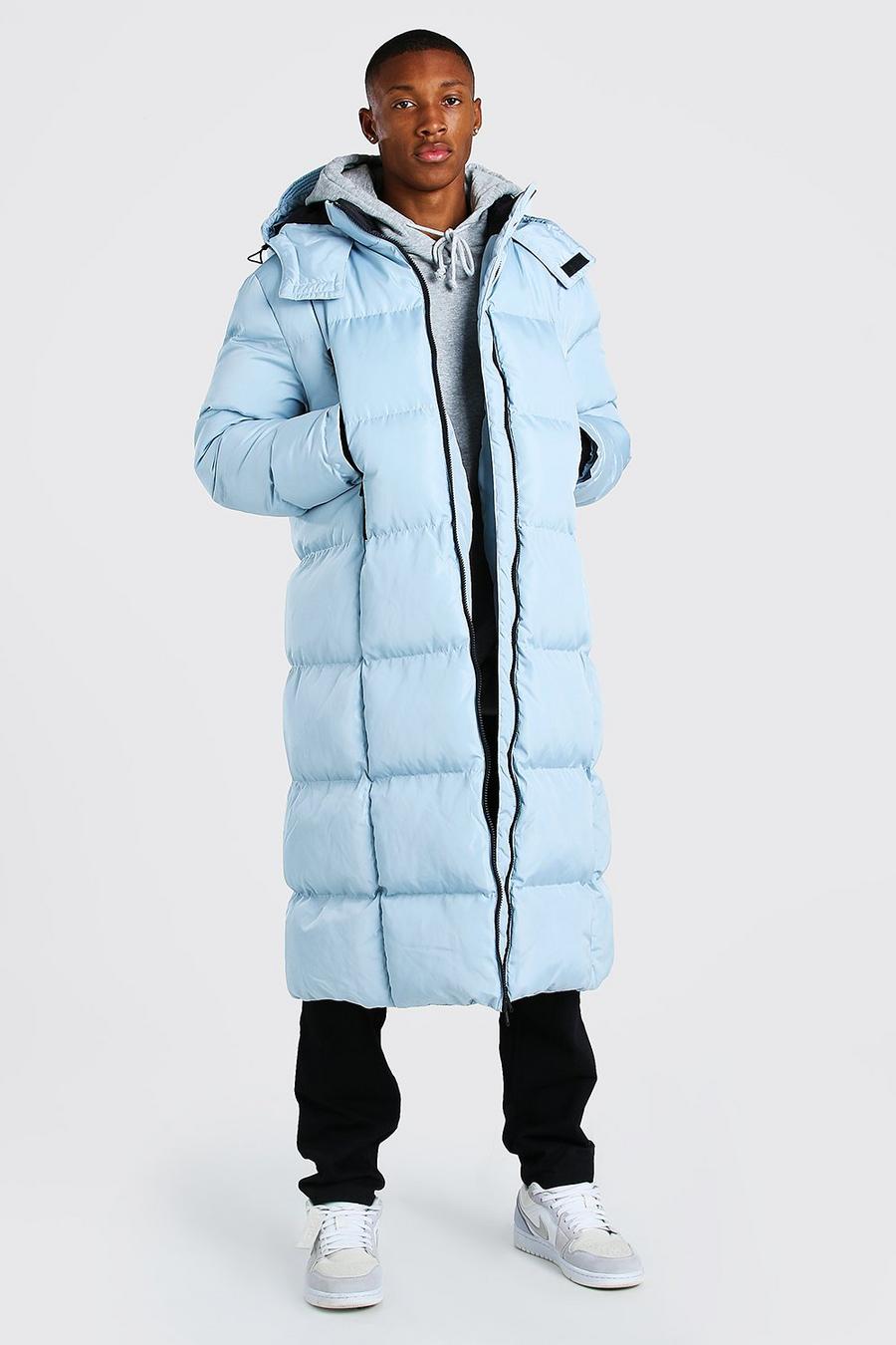 Blue Longline Duvet Puffer With Zips image number 1