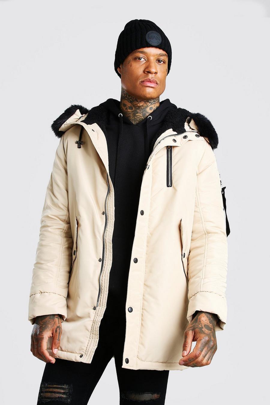 Stone MA1 Parka with Faux Fur Hood image number 1