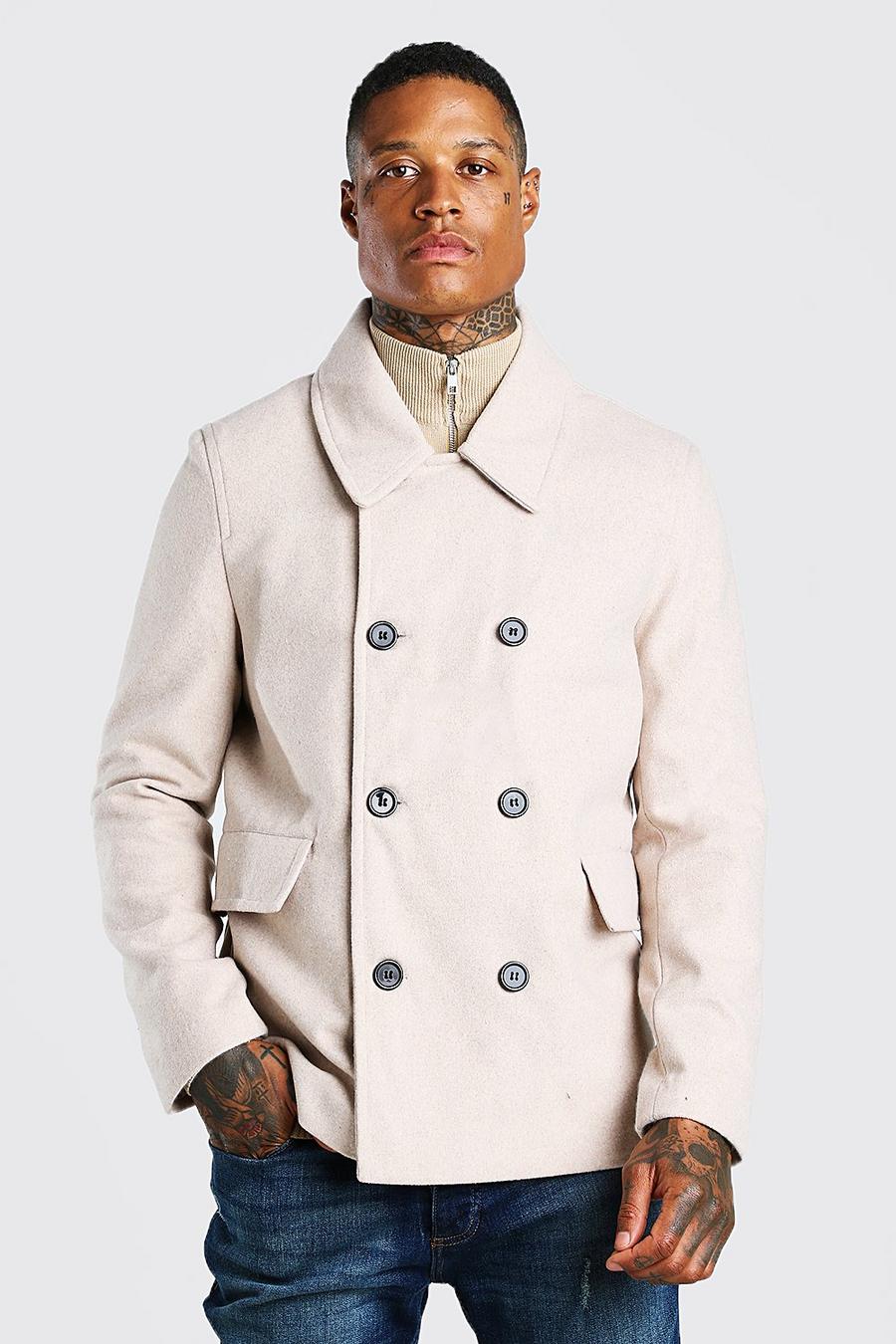 Cappotto caban classico effetto lana, Beige image number 1