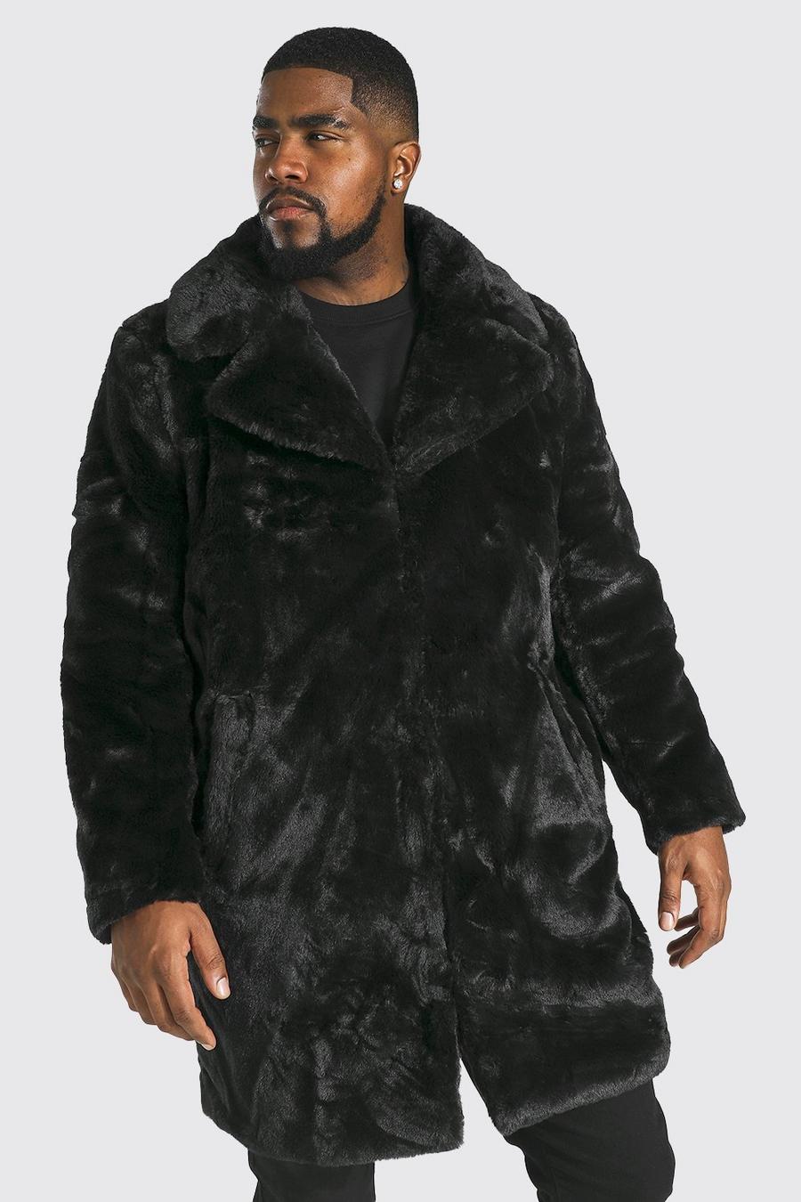 Black Plus Size Faux Fur Overjas image number 1