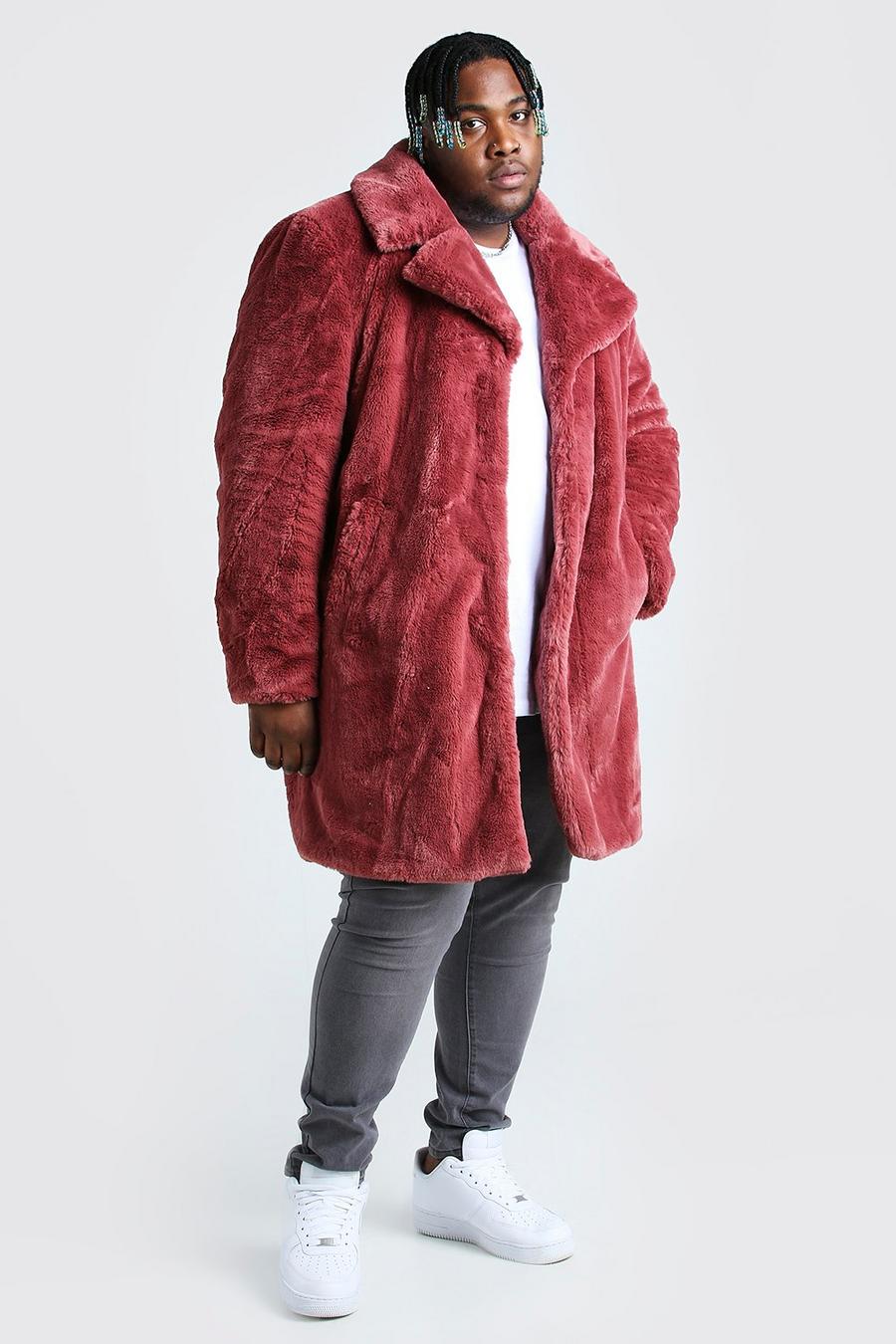 Pink Plus Size Faux Fur Overjas image number 1
