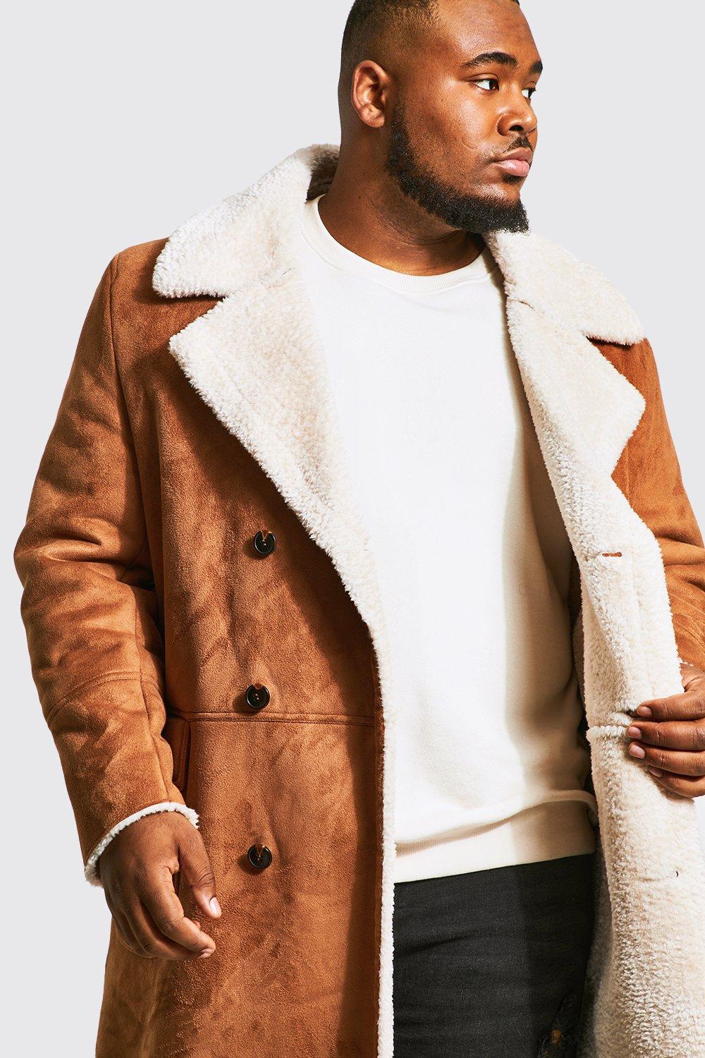 boohoo Men's Tall Double Breasted Overcoat