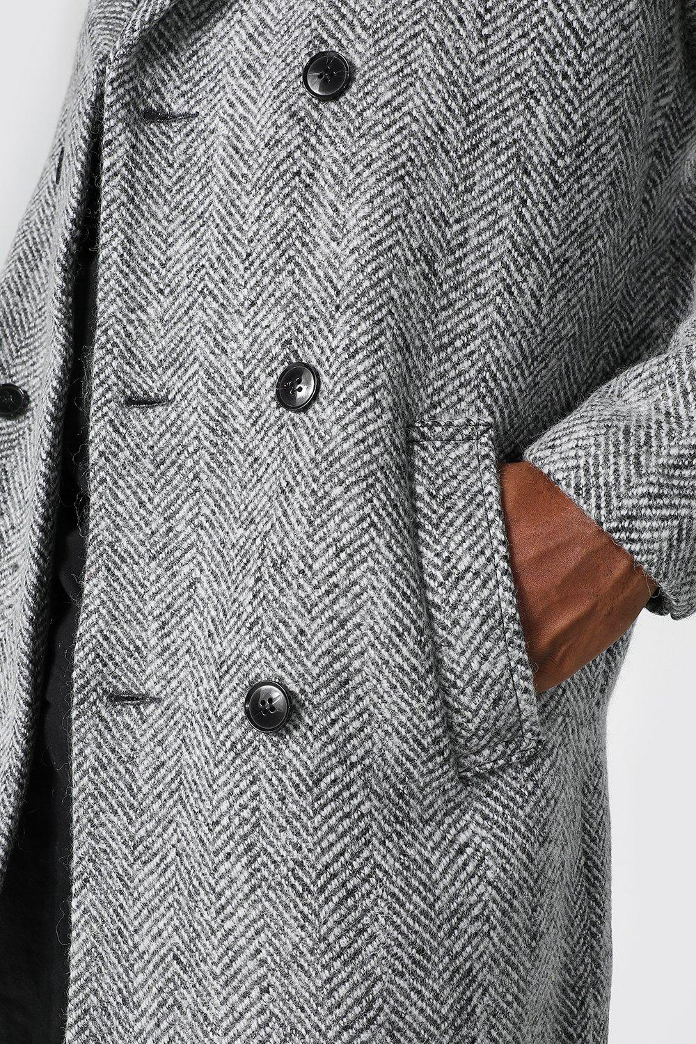 Mens grey herringbone on sale coat