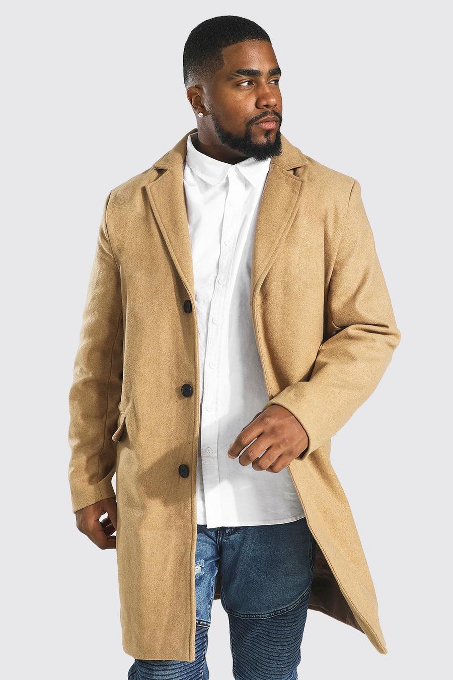 Camel Plus Size Single Breasted Overcoat image number 1