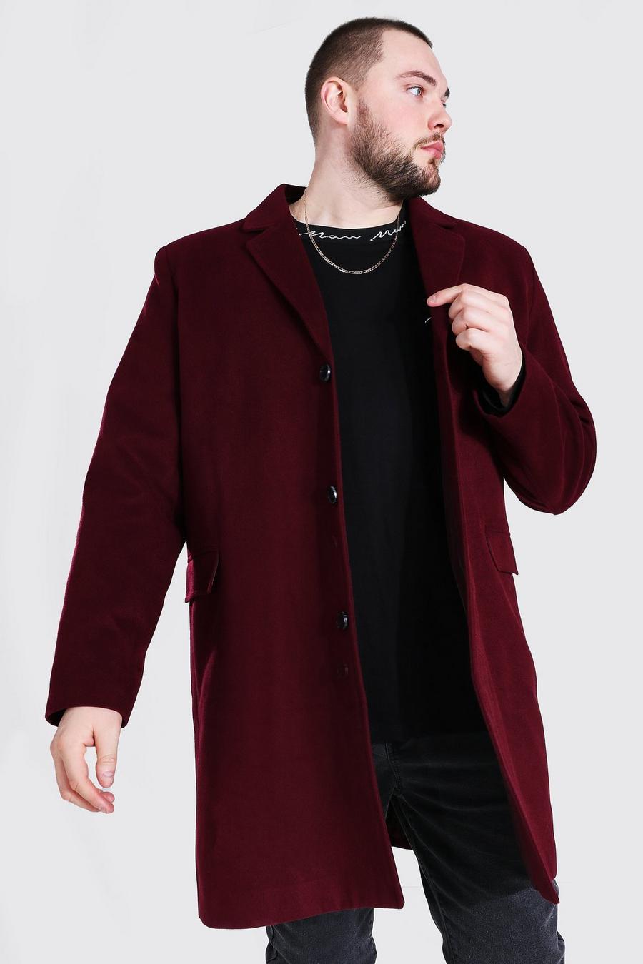 Oxblood Plus Size Single Breasted Overcoat image number 1