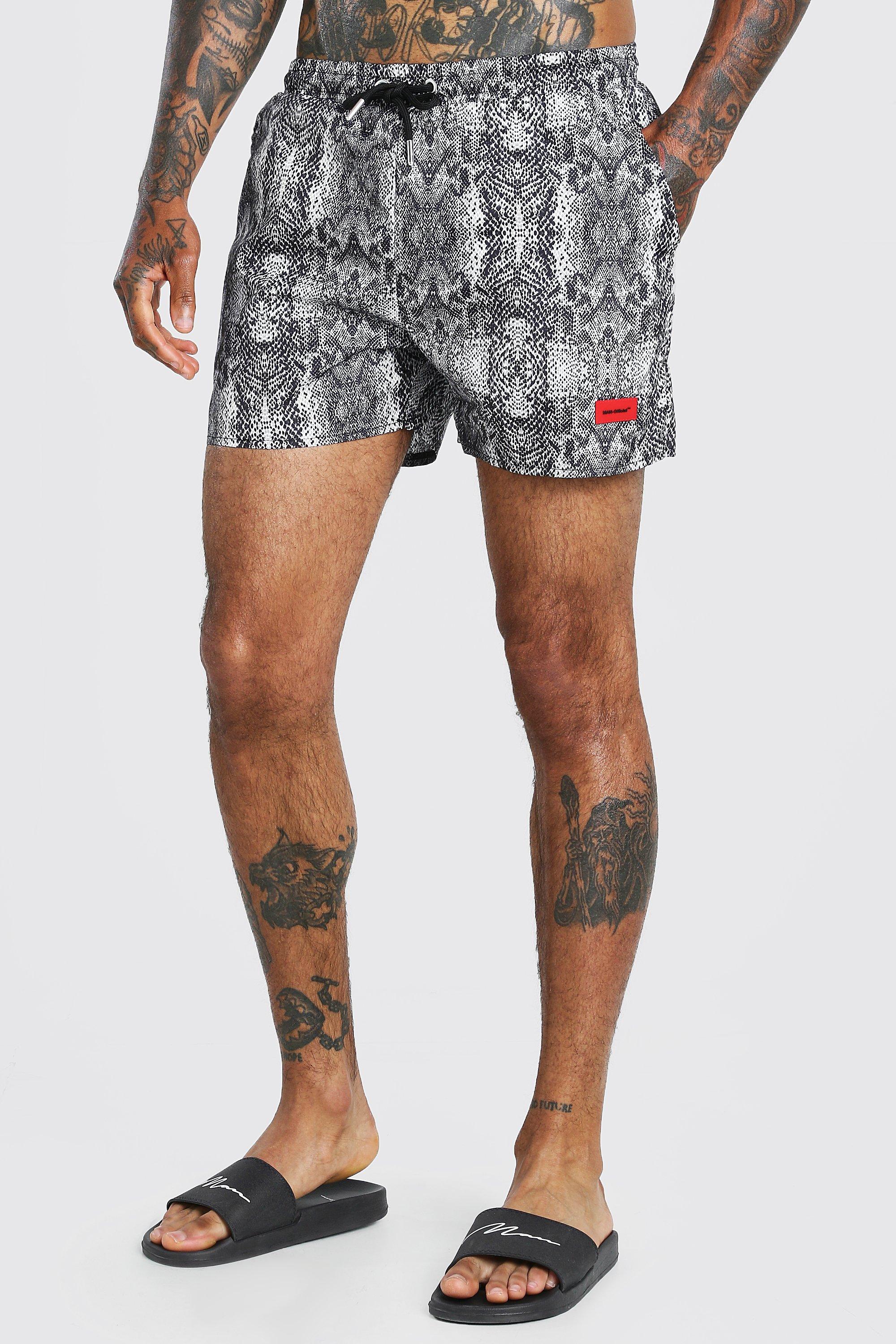 Snake print shorts men hot sale