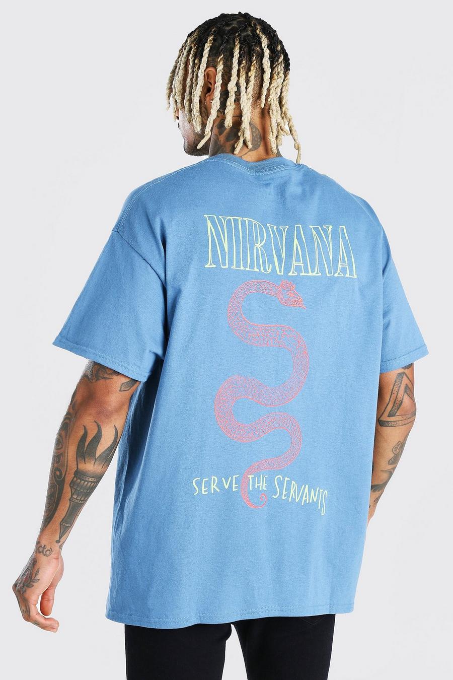 Blauwgroen Oversized Gelicenseerd Nirvana T-Shirt Met Voor- En Rugopdruk image number 1