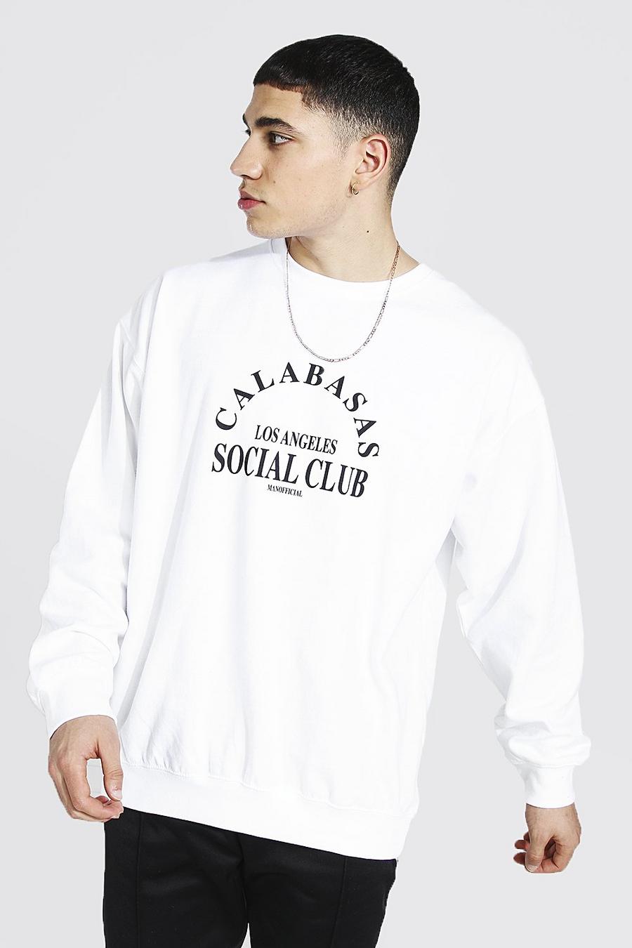 White Oversized Calabasas Social Club Sweatshirt image number 1