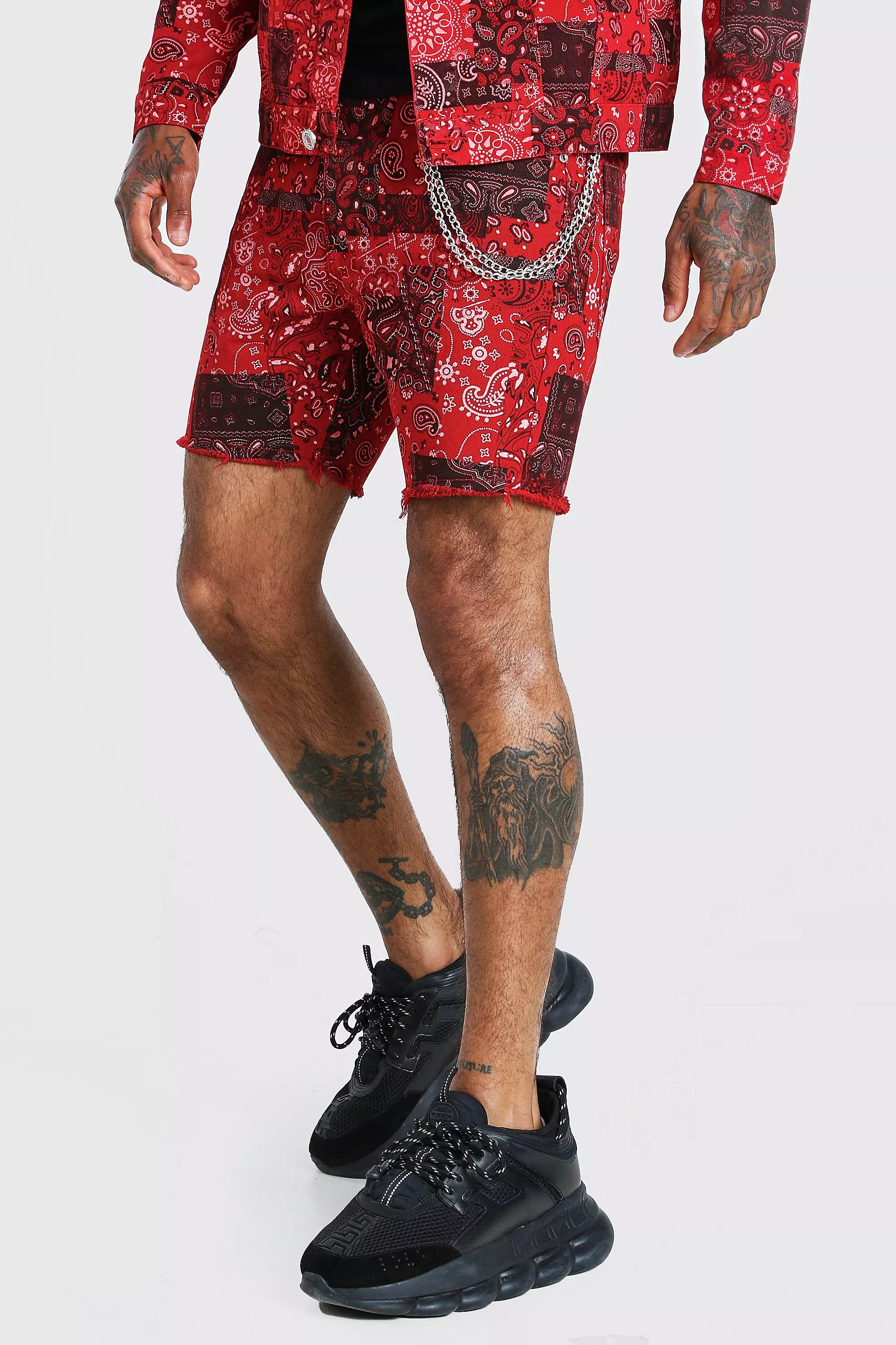 Red bandana shorts store mens