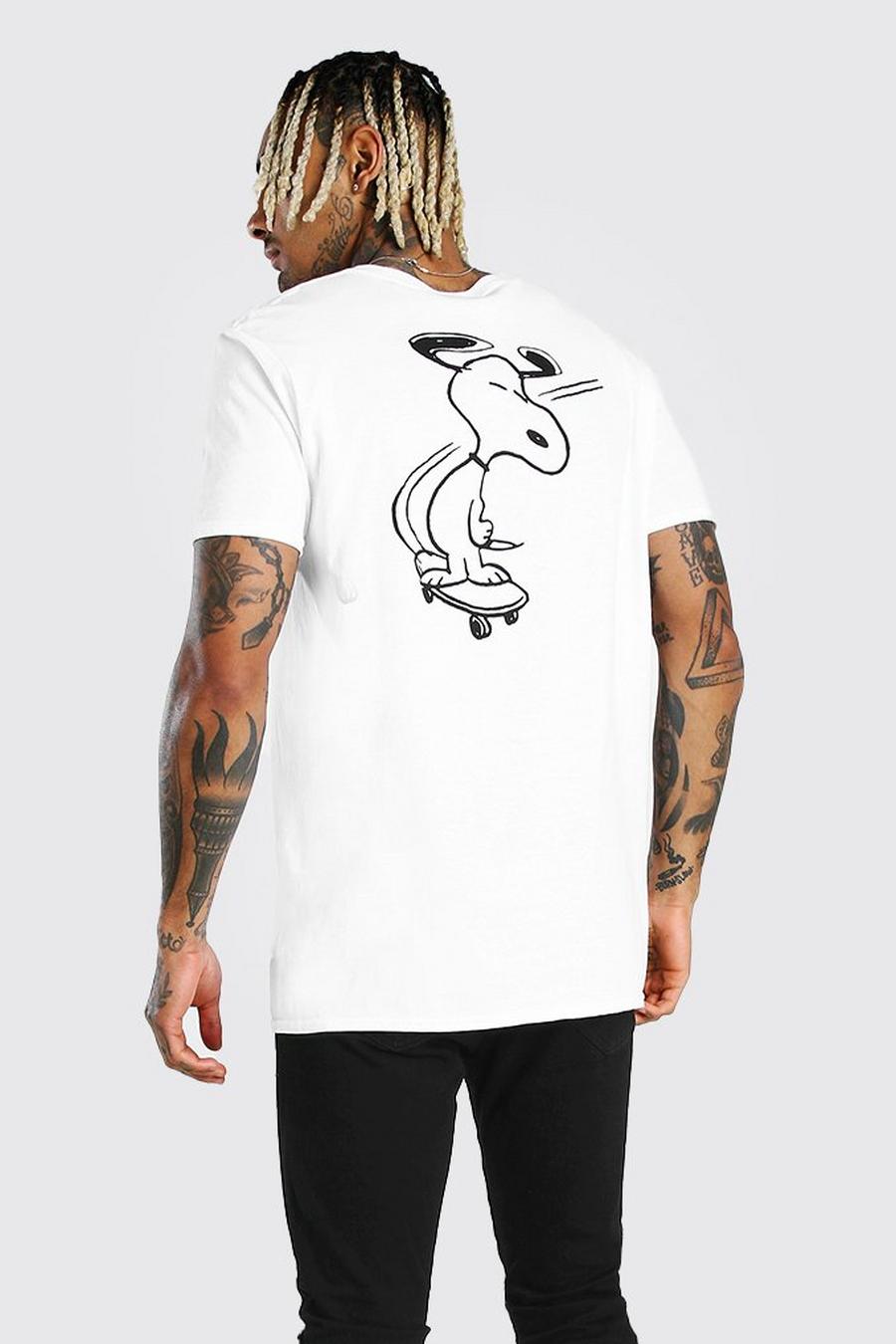 Camiseta oversize con estampado de Snoopy frontal y en la espalda, Blanco image number 1