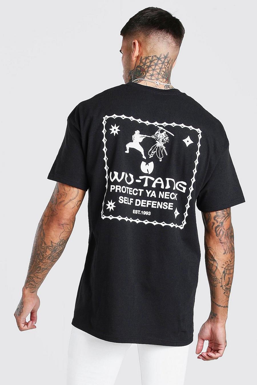Zwart Oversized Gelicenseerd Wu-Tang  T-Shirt Met Voor- En Rugopdruk image number 1