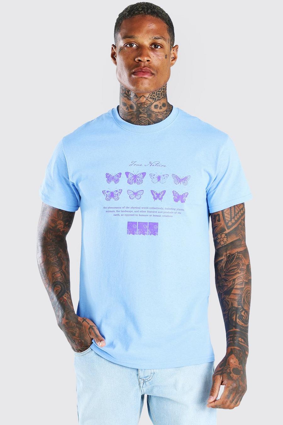 Blue Butterfly Print T-Shirt image number 1