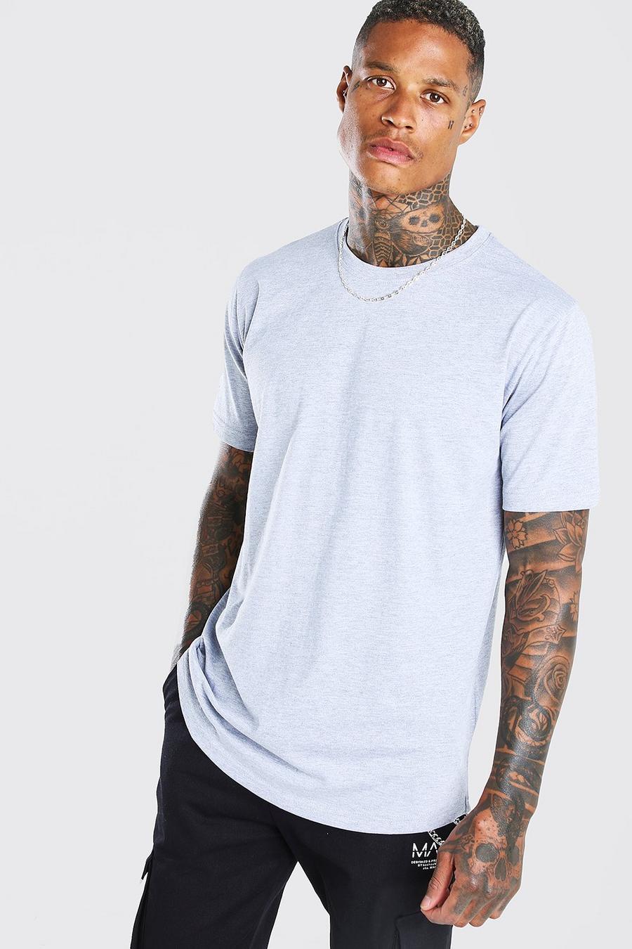 Grey marl Longline Curved Hem T-Shirt image number 1