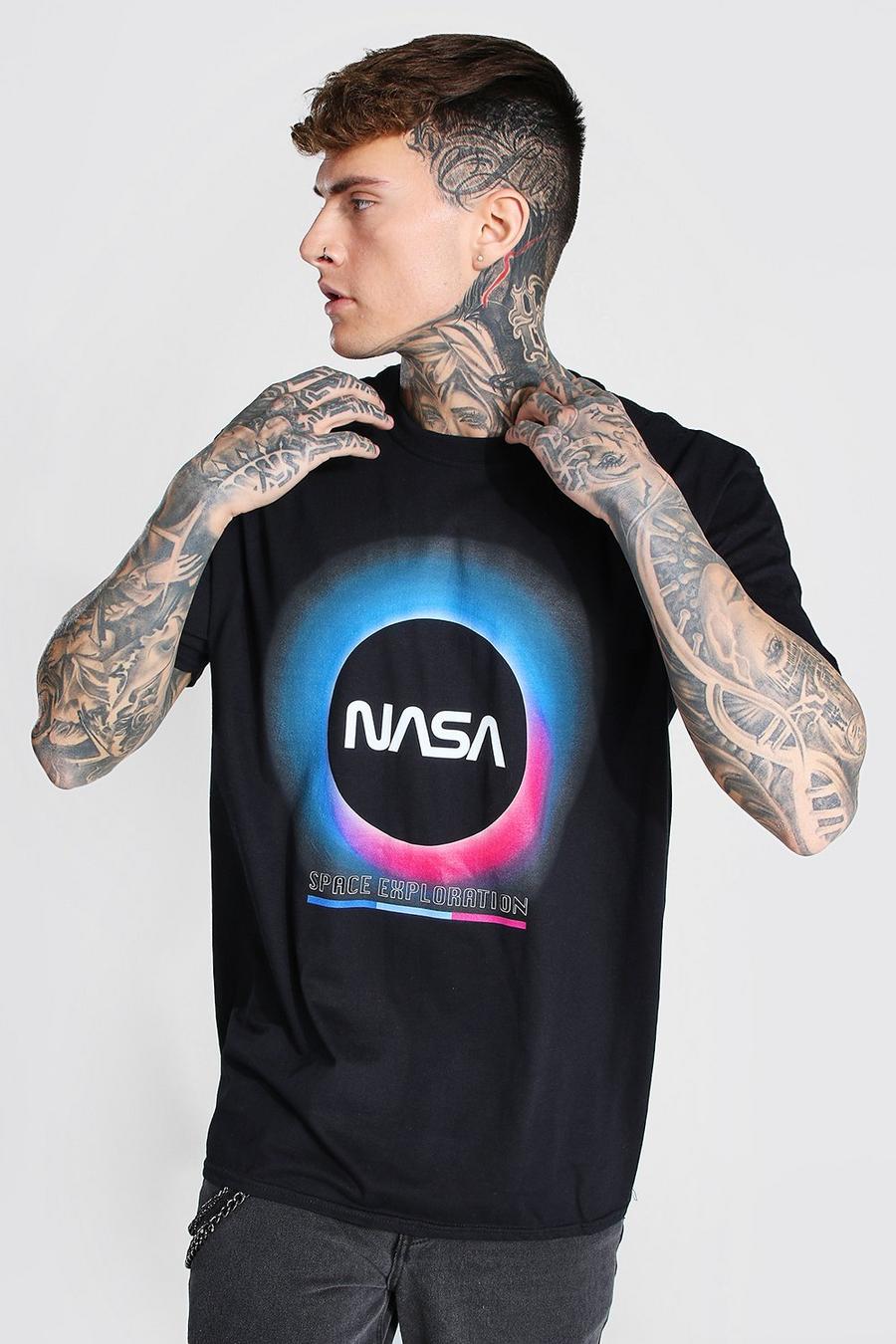 Black Oversized Nasa Eclipse License T-shirt image number 1