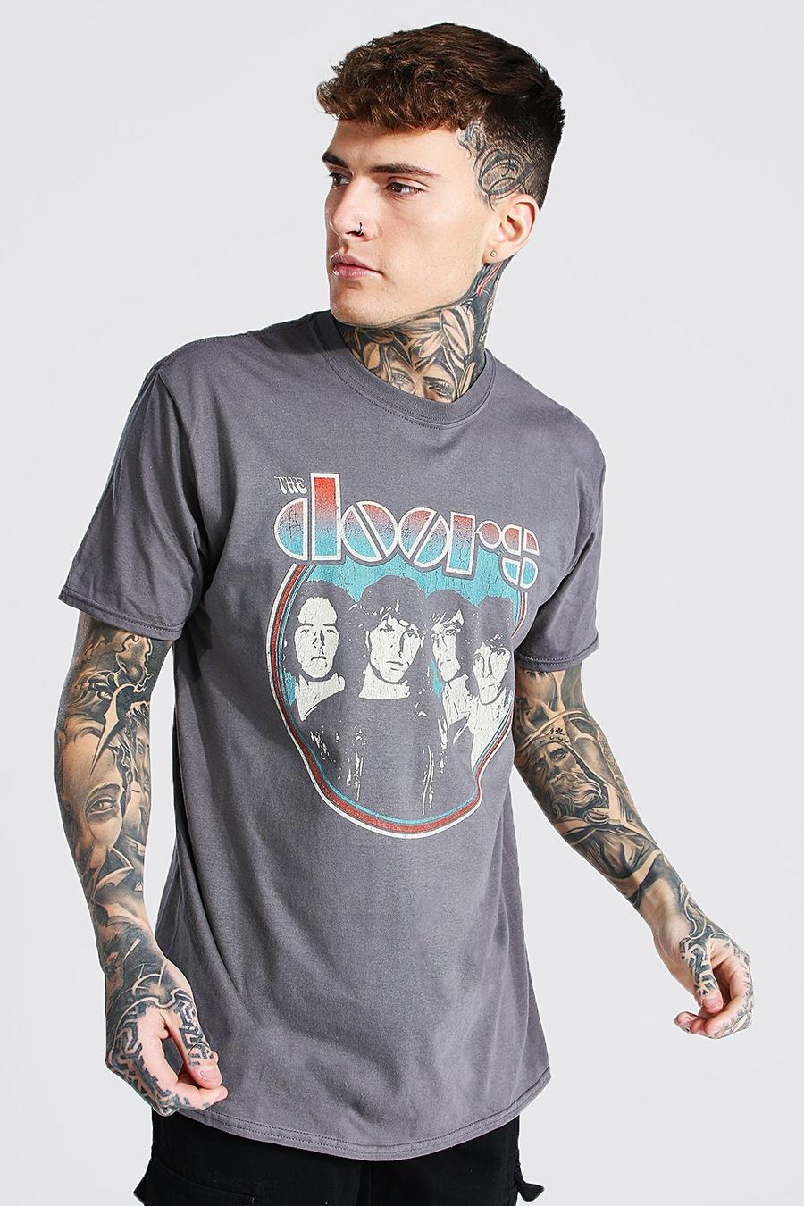 T-Shirt in Übergröße mit lizenziertem The Doors-Print, Anthrazit image number 1