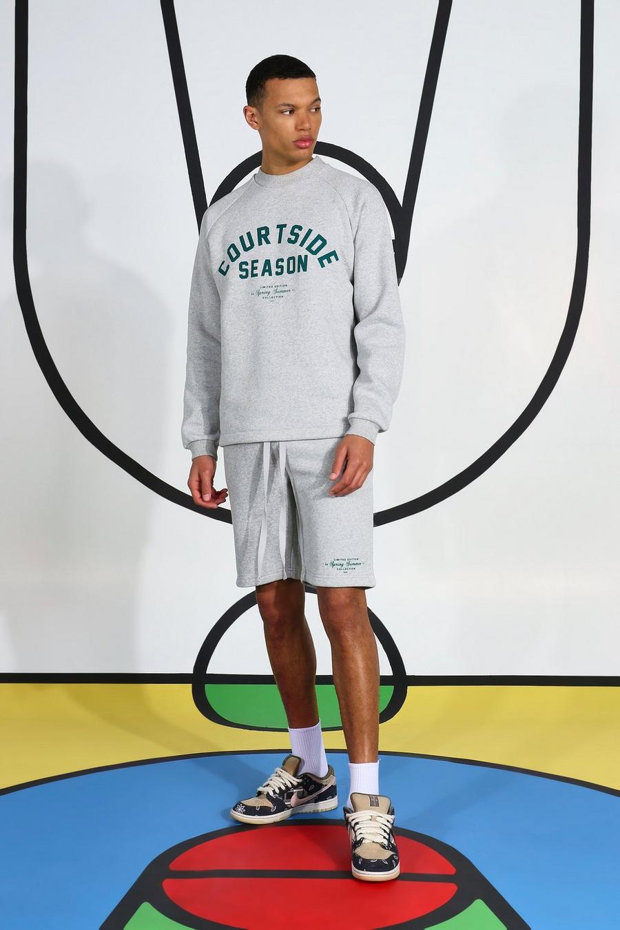 Grey marl Tall Courtside Short Tracksuit image number 1
