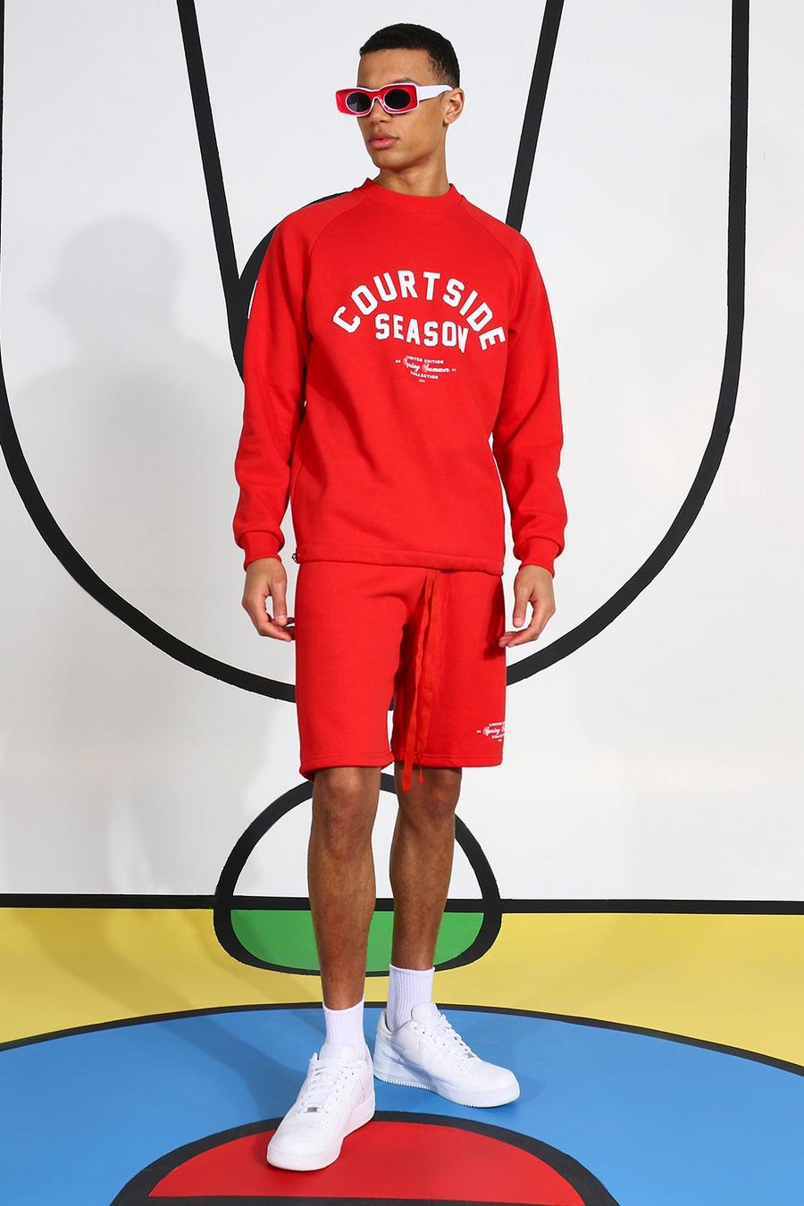 Red Tall Courtside Short Tracksuit image number 1