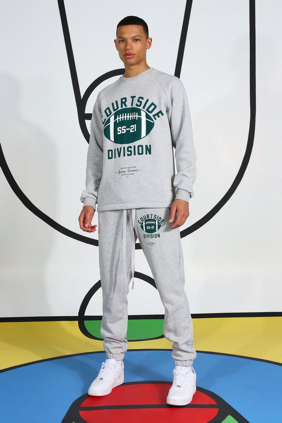 Grey marl Tall Courtside Printed Tracksuit image number 1