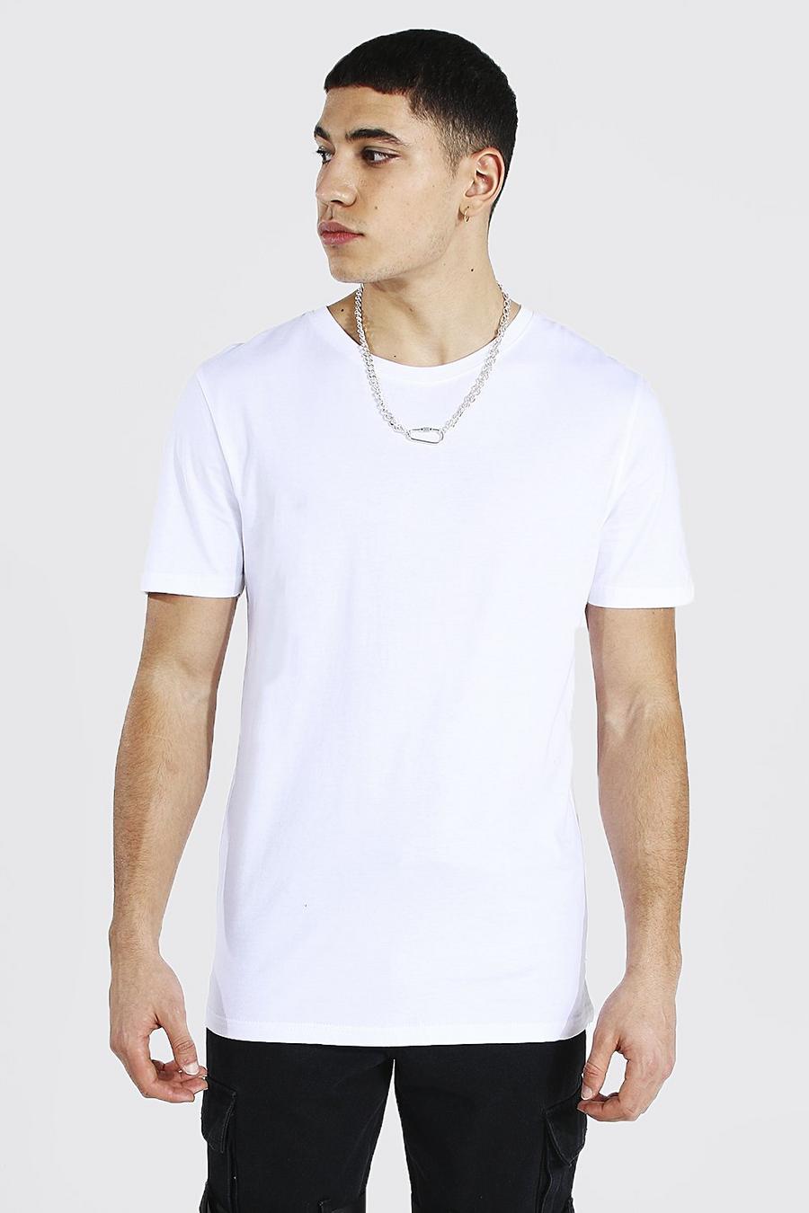 White Lång t-shirt med rundad kant image number 1