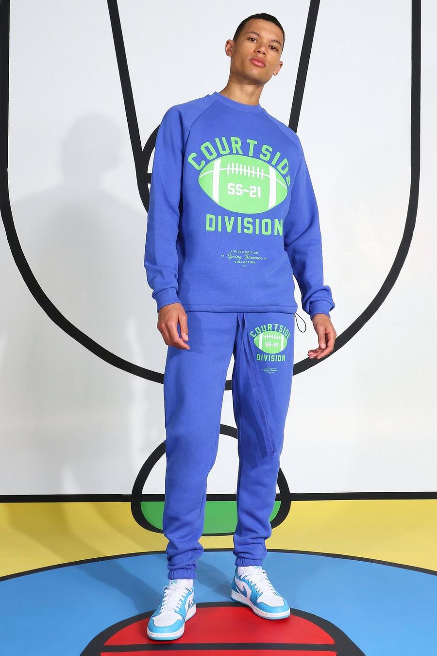 Blue Tall Courtside Printed Tracksuit image number 1
