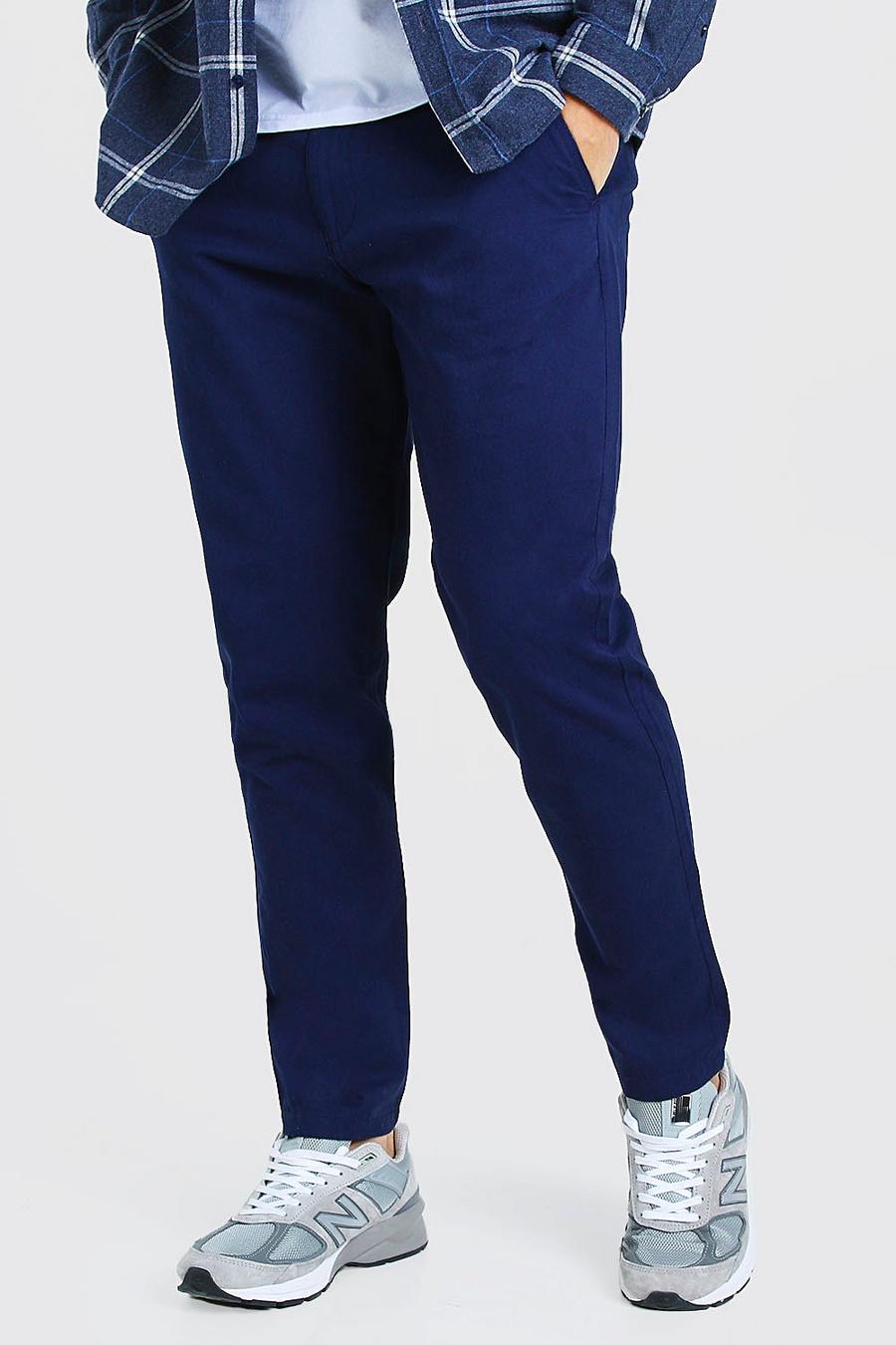 Pantalones chinos ajustados, Azul marino image number 1