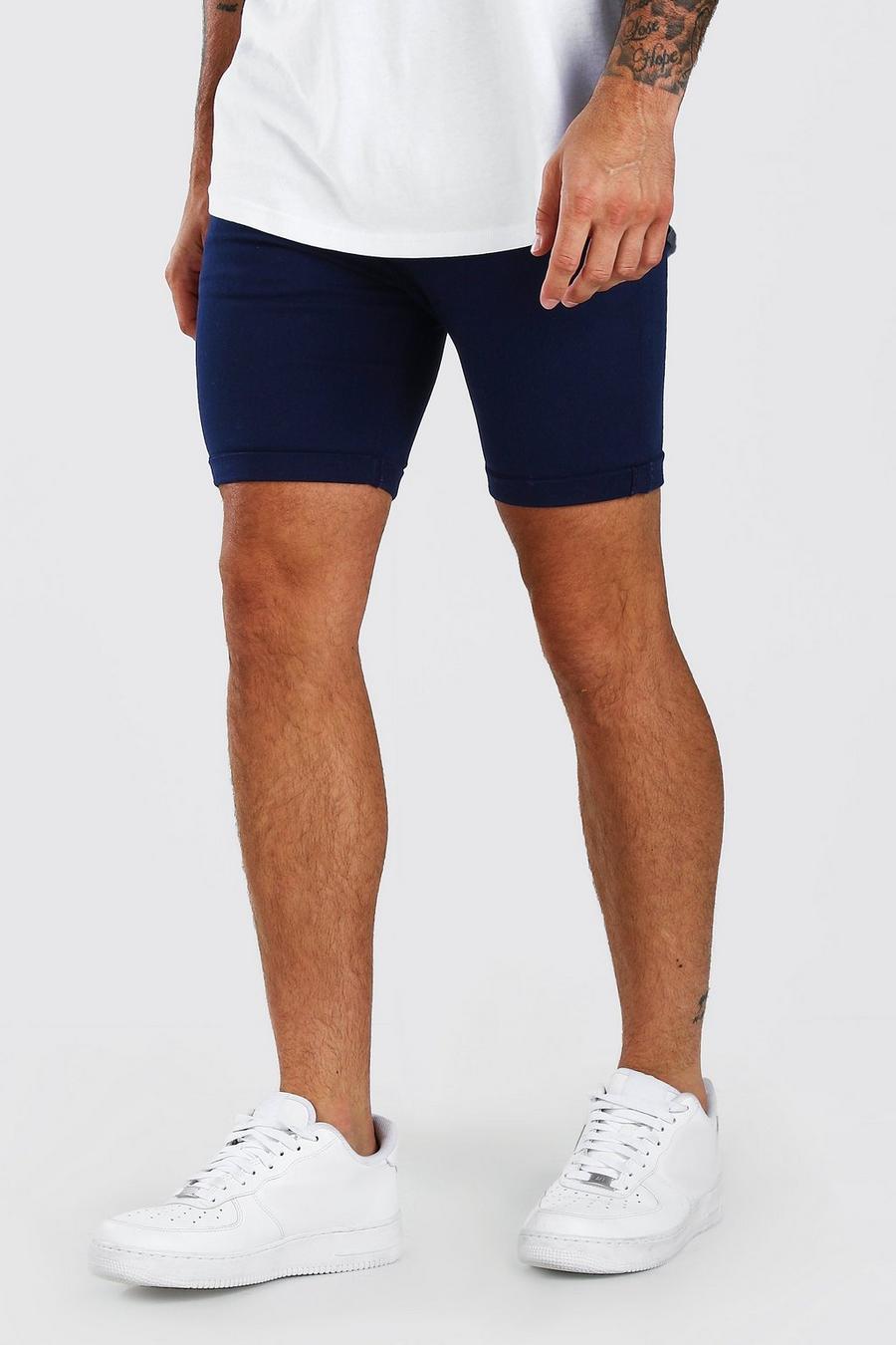 Pantalones cortos chinos super skinny, Azul marino image number 1