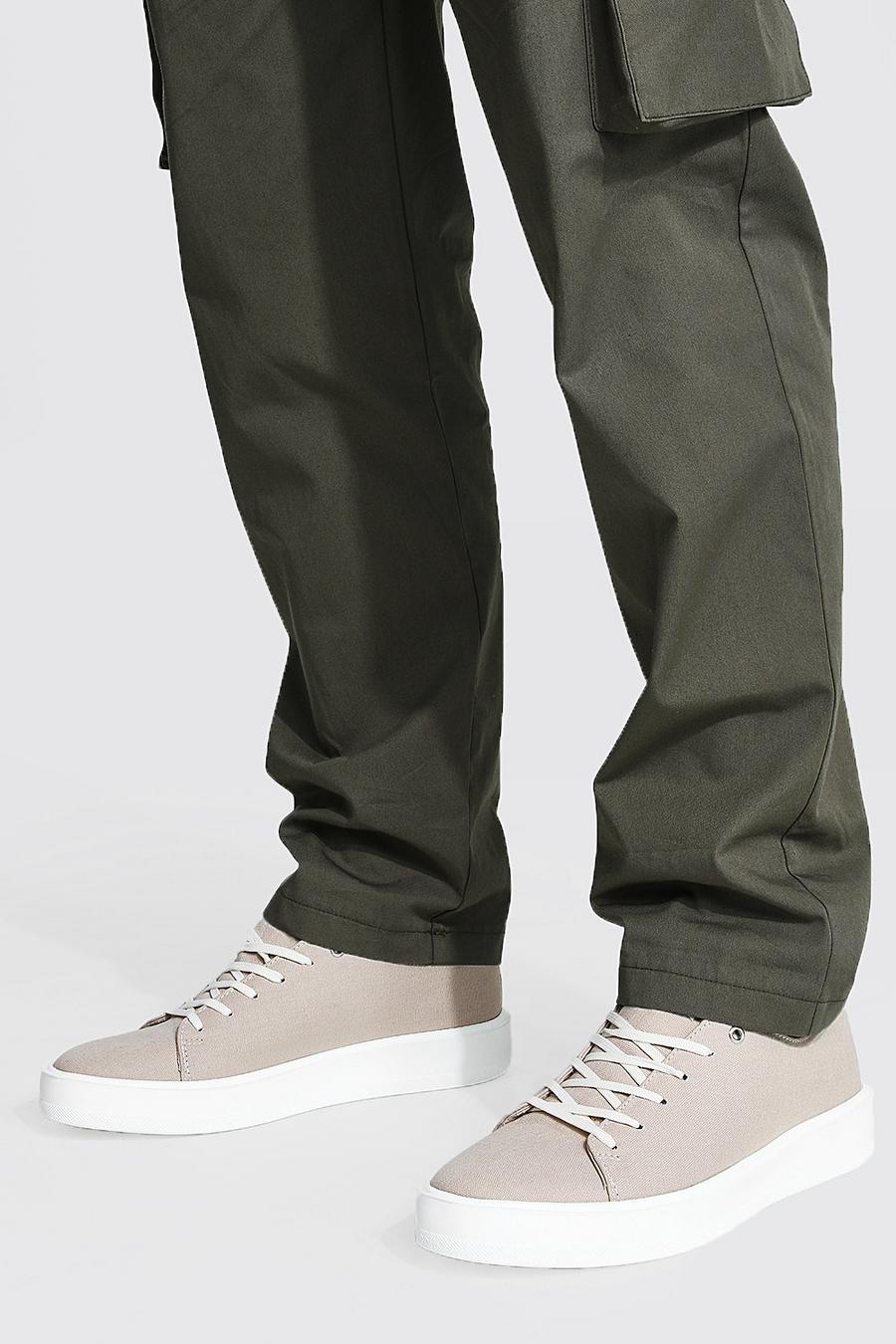 Zapatillas deportivas de lona con marca, Crudo blanco image number 1