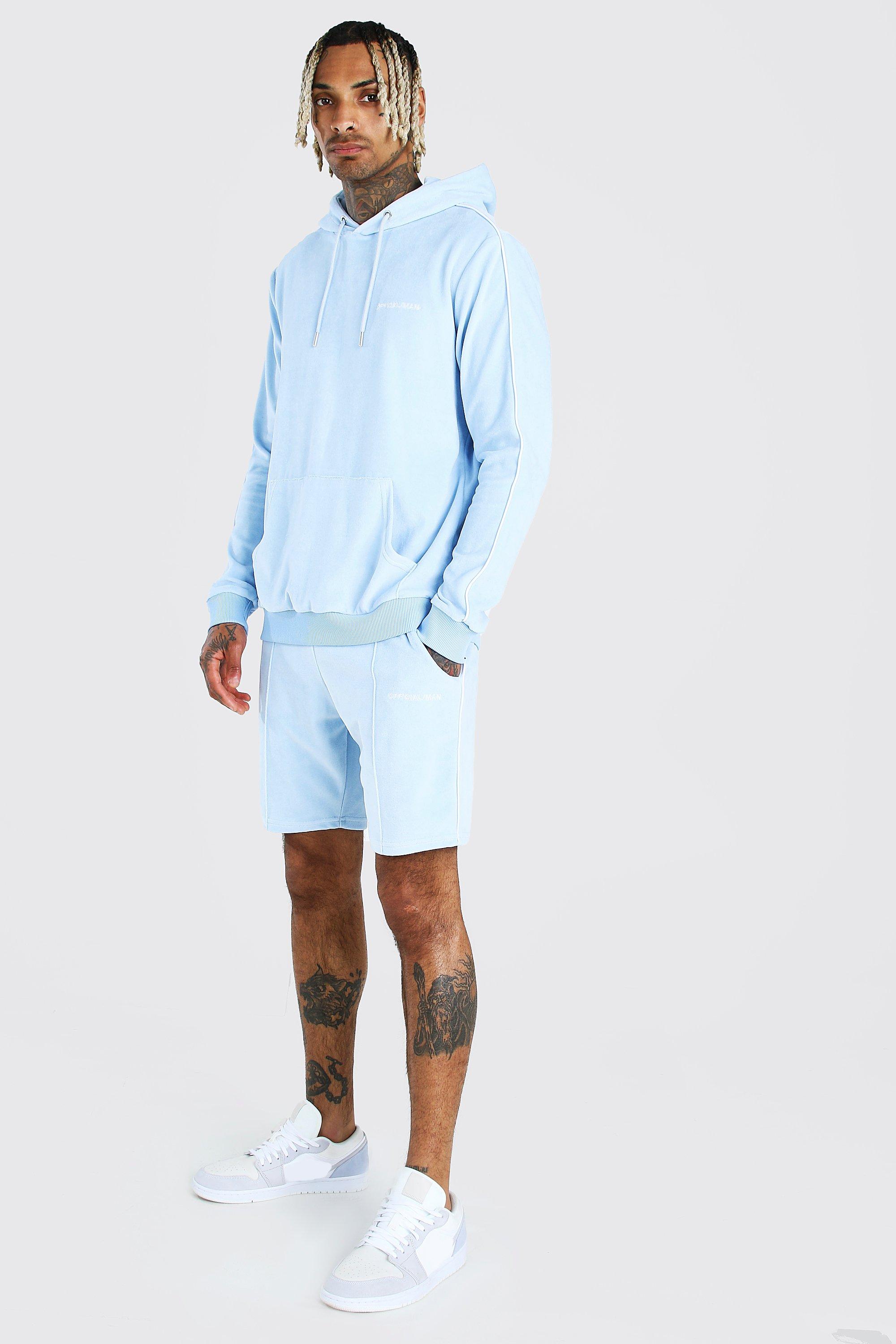 velour shorts tracksuit