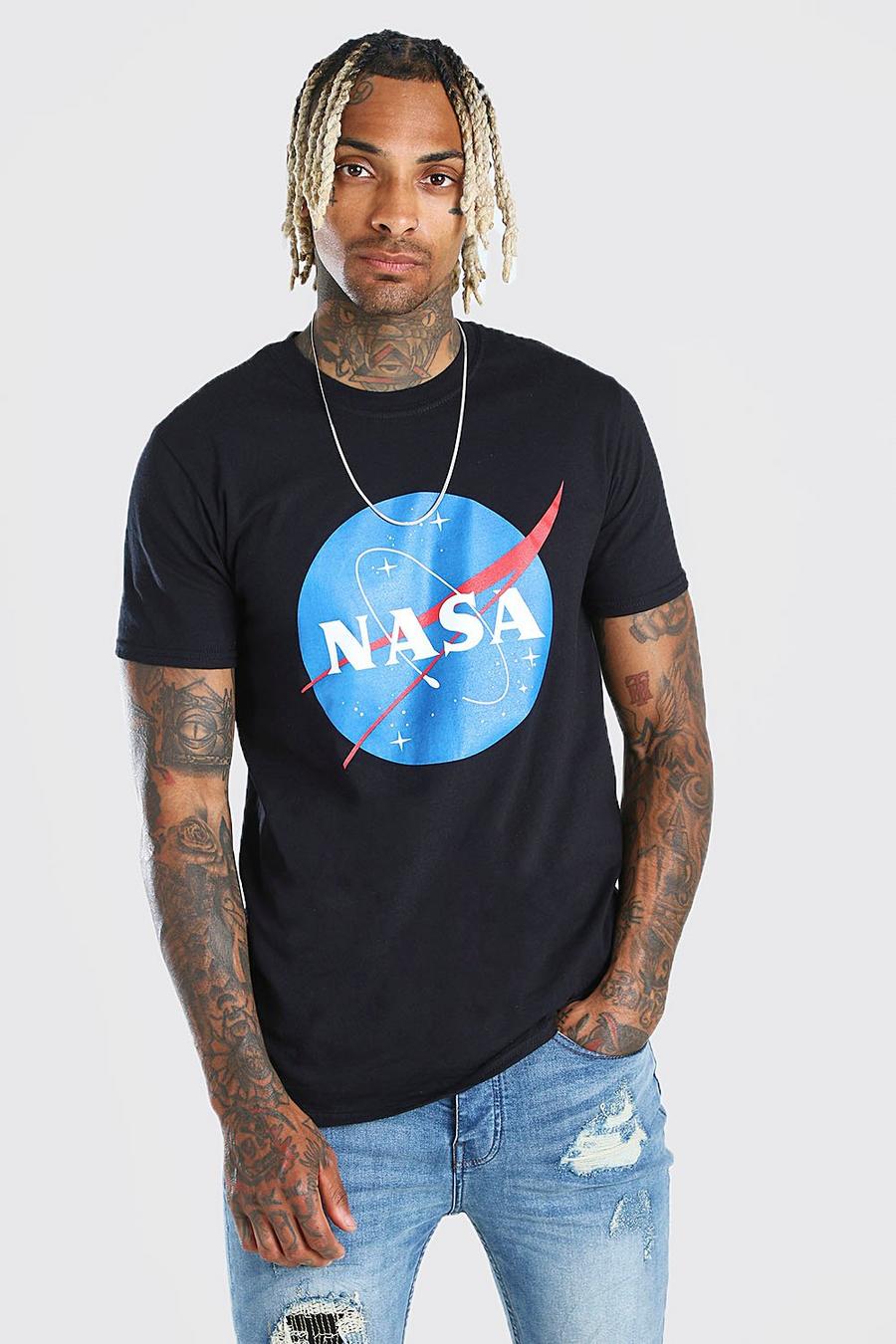 Black NASA Print License T-Shirt image number 1