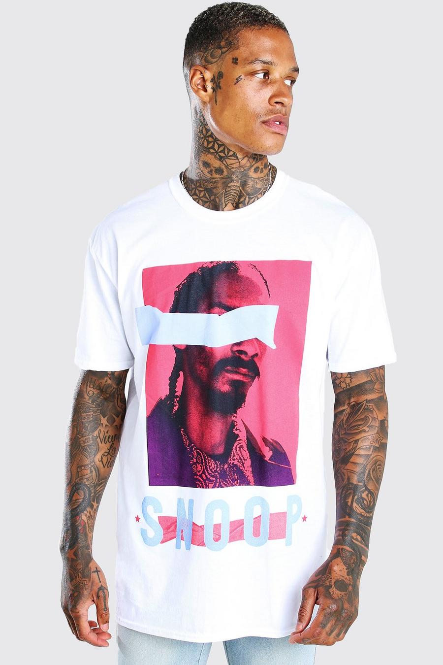 White Oversize t-shirt med Snoop Dogg-tryck image number 1